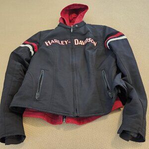 Women's Harley-Davidson  2-in-1 Jacket size medium Black with red hoodie vest